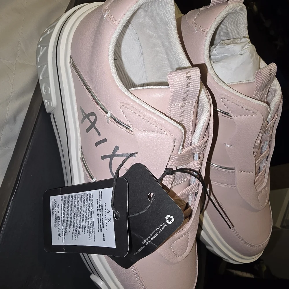 Armani Exchange Rose and Silver Sneakers - Picture 6 of 8